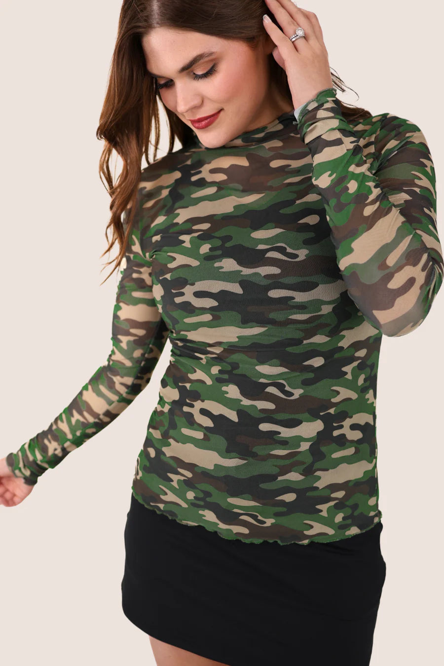 Keigan Mesh Top- Green Camo