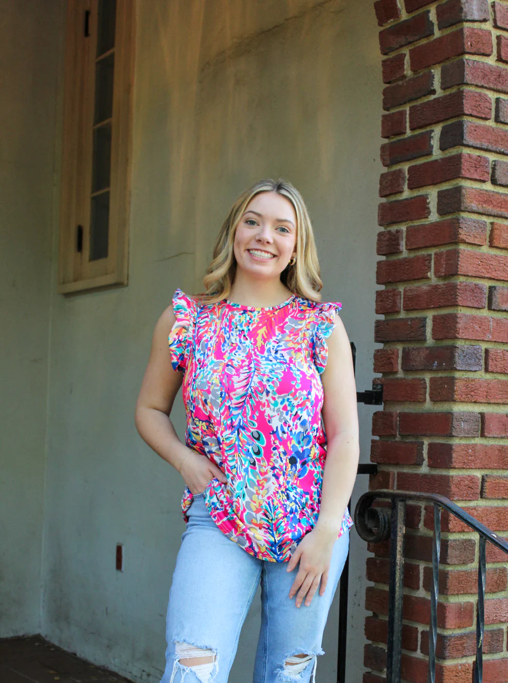 Floral Ruffle Top