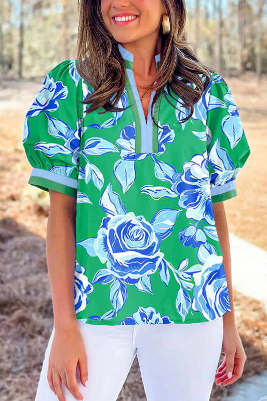 PRE-ORDER Green Floral Summer Blouse