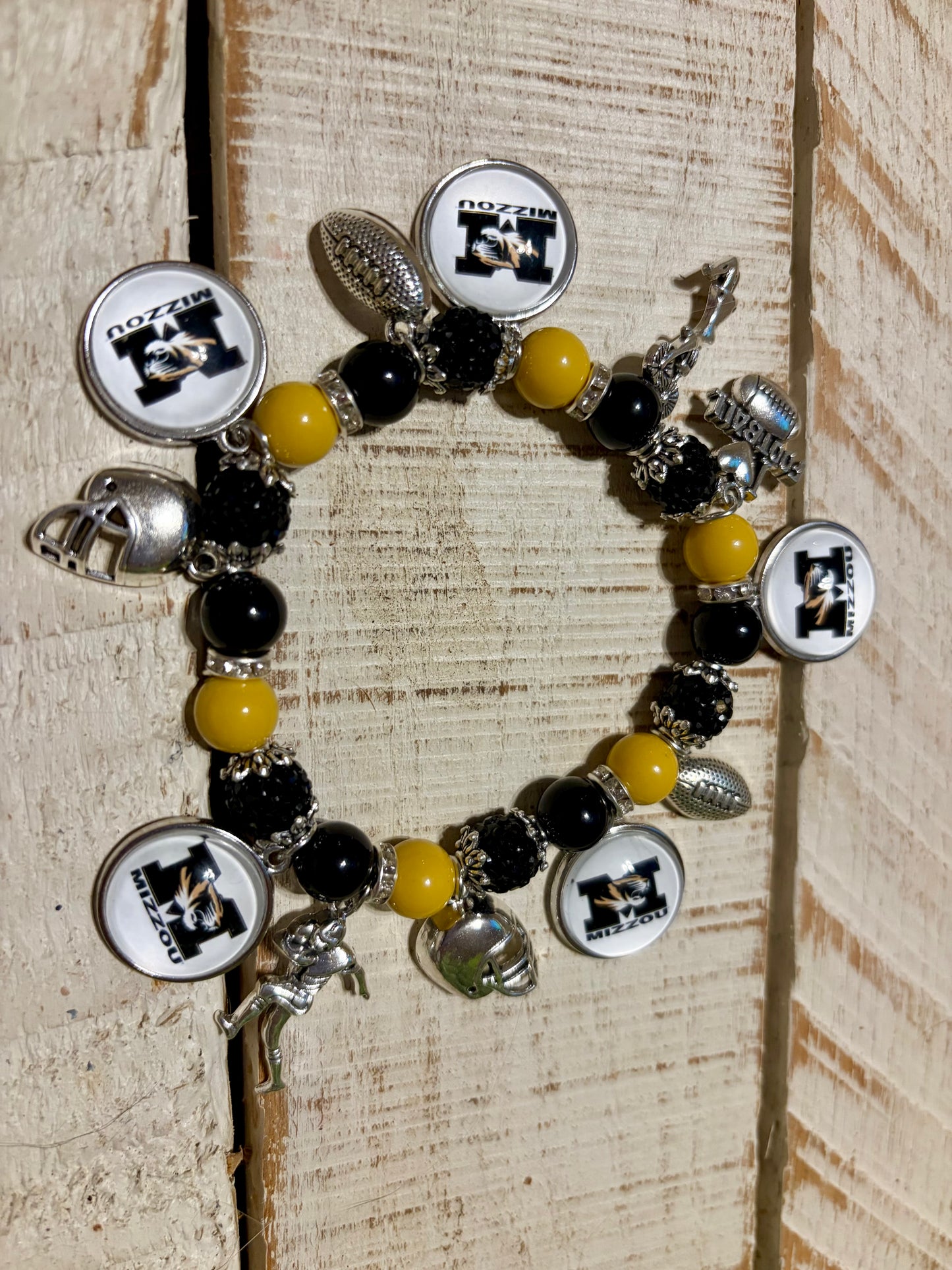 MIzzou Tigers Game Day Football Charm Bracelet