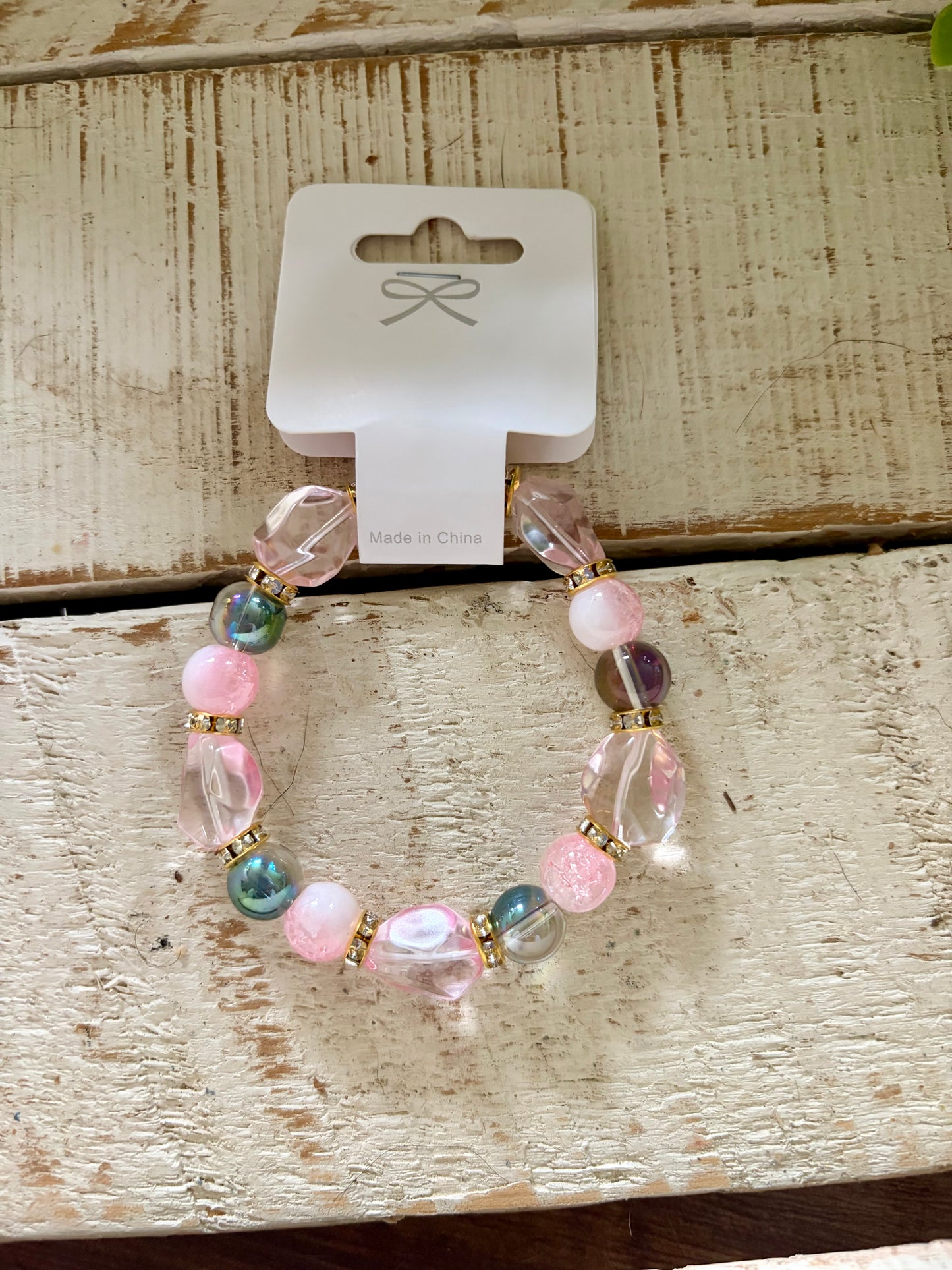 Soft Pink Shades of Mix Bead Stretch Bracelets
