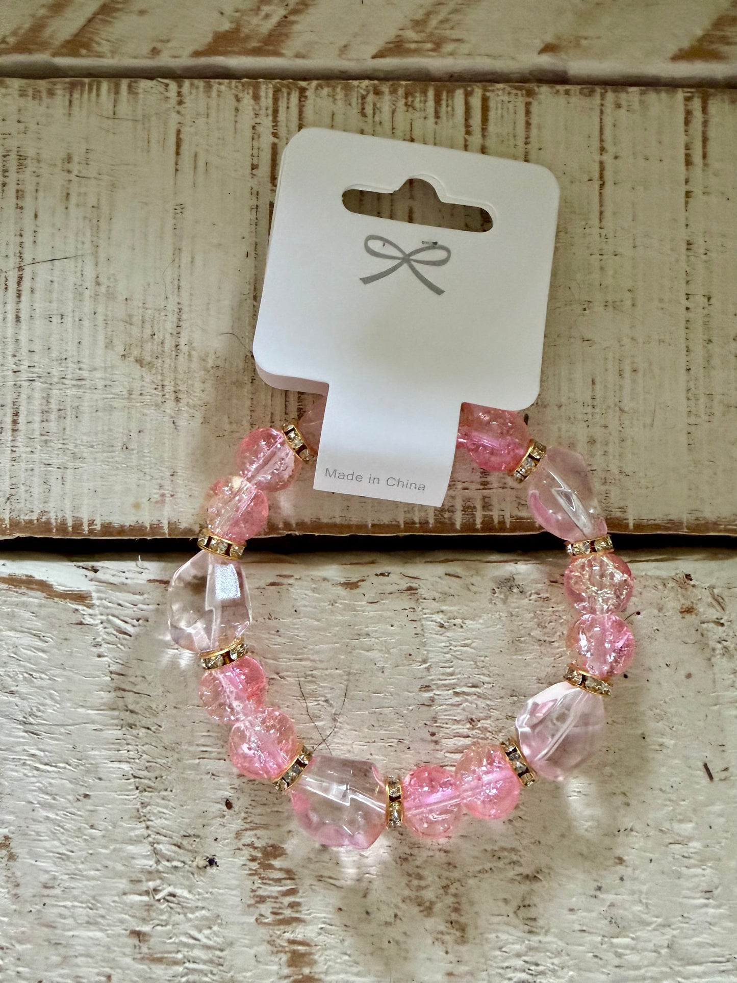 Soft Pink Shades of Mix Bead Stretch Bracelets