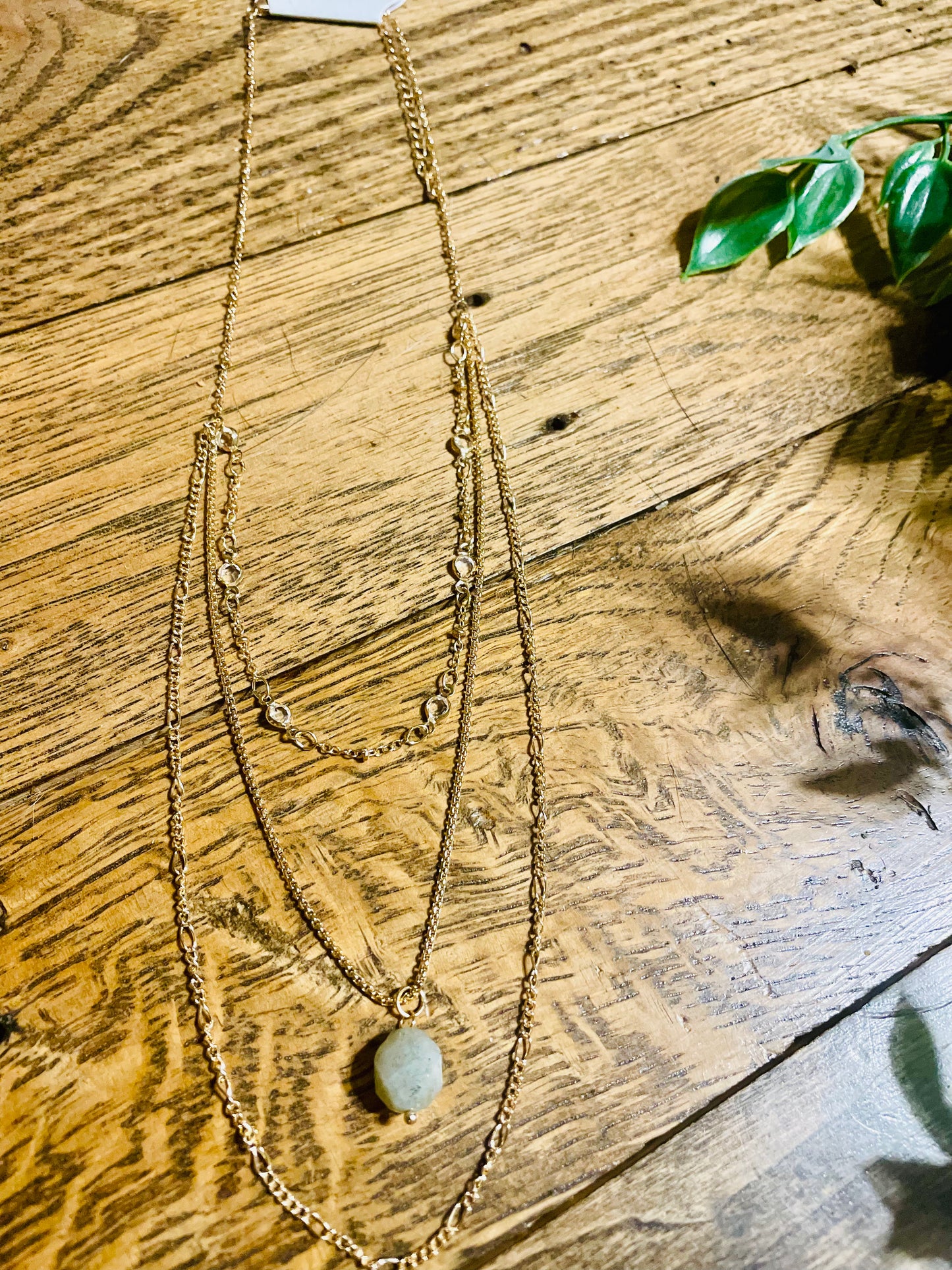 Gold Layered Gemstone Necklace