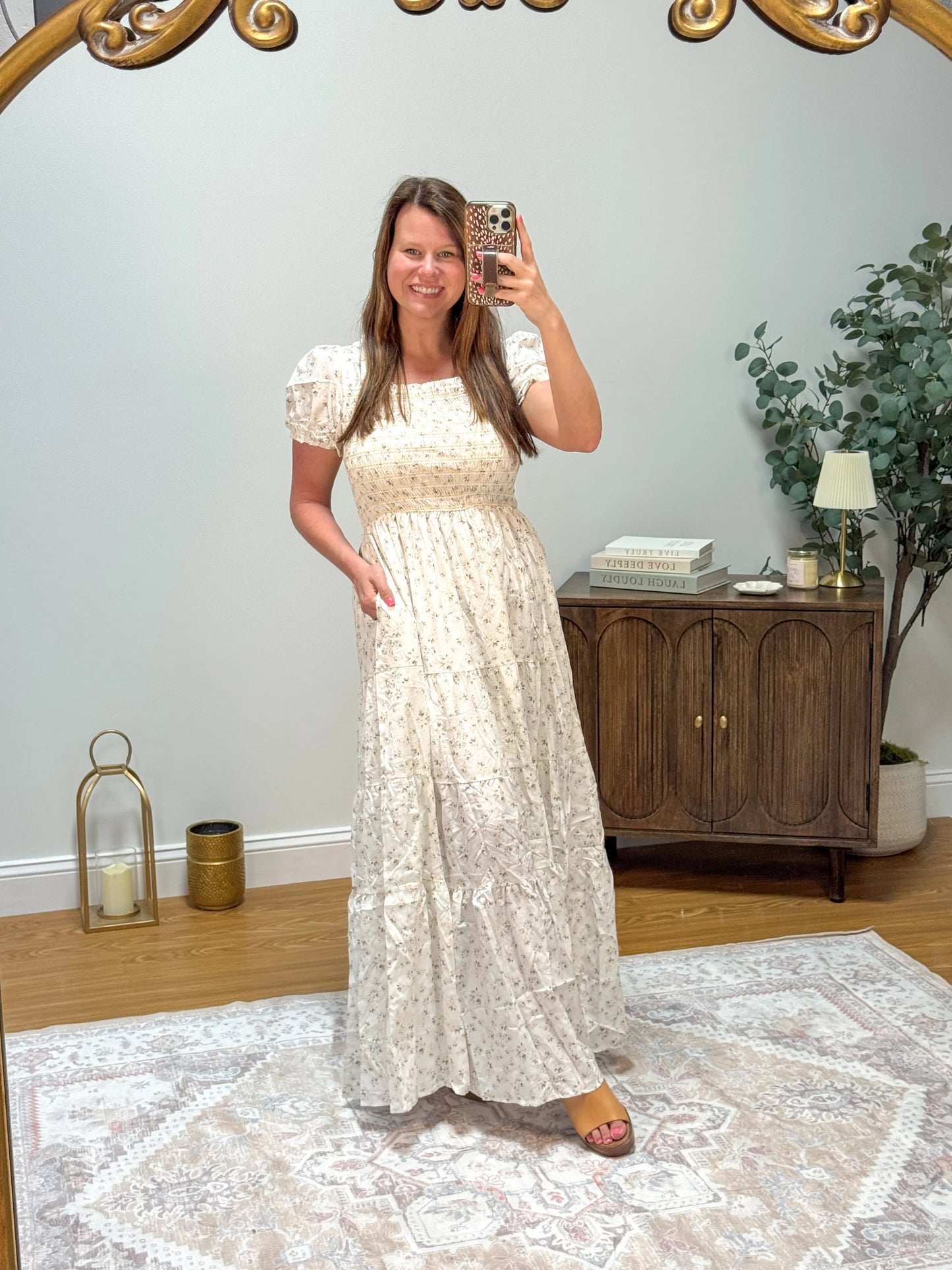 Floral Shirred Bodice Floral Maxi