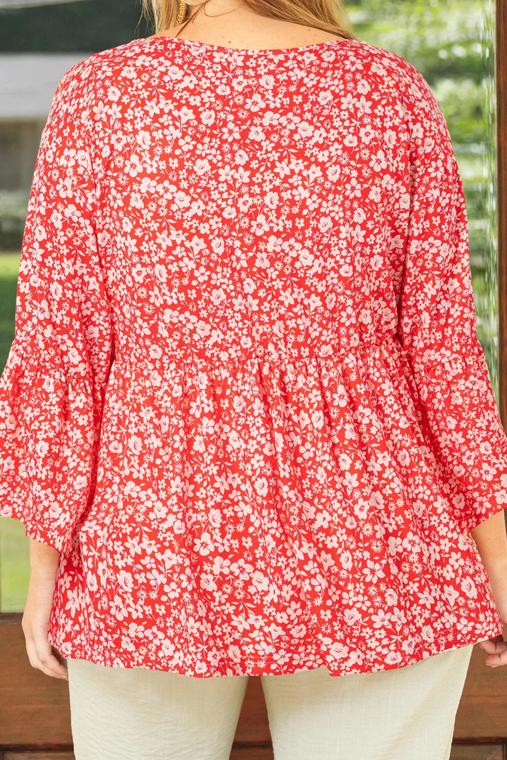 PRE-ORDER Red Floral Plus Sized Blouse