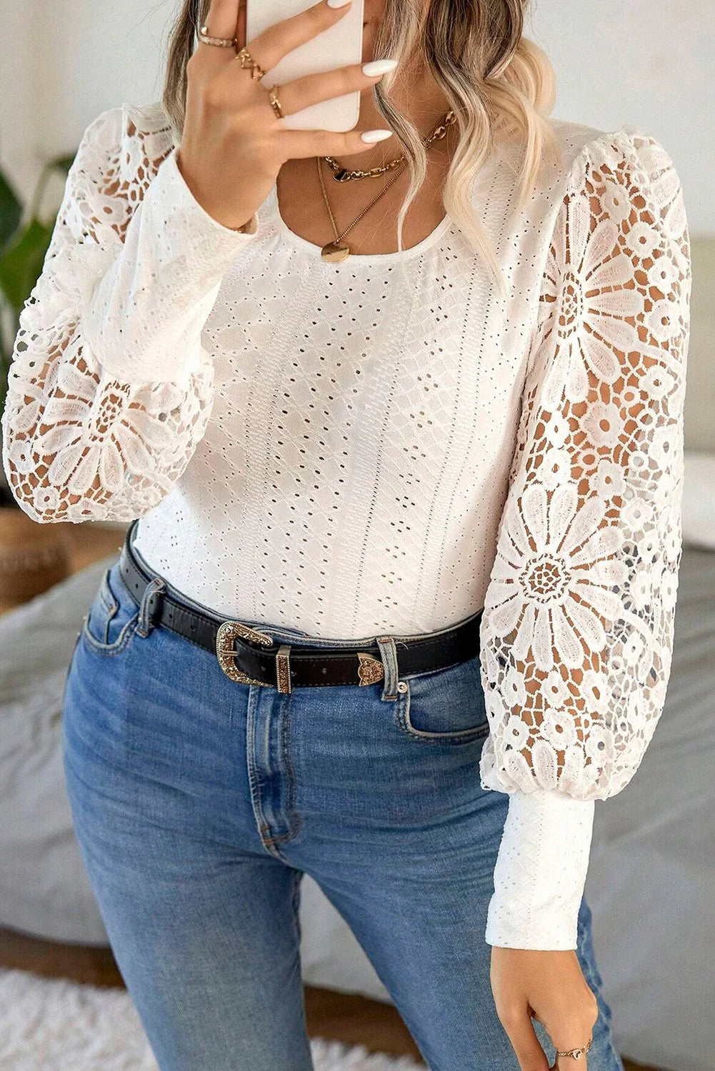 PRE-ORDER White Floral Lace Plus Top