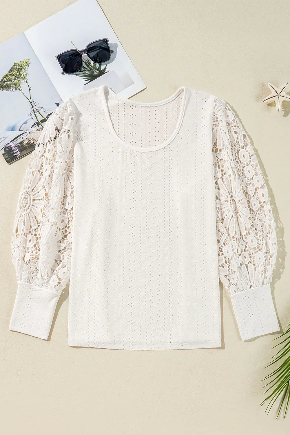 PRE-ORDER White Floral Lace Plus Top