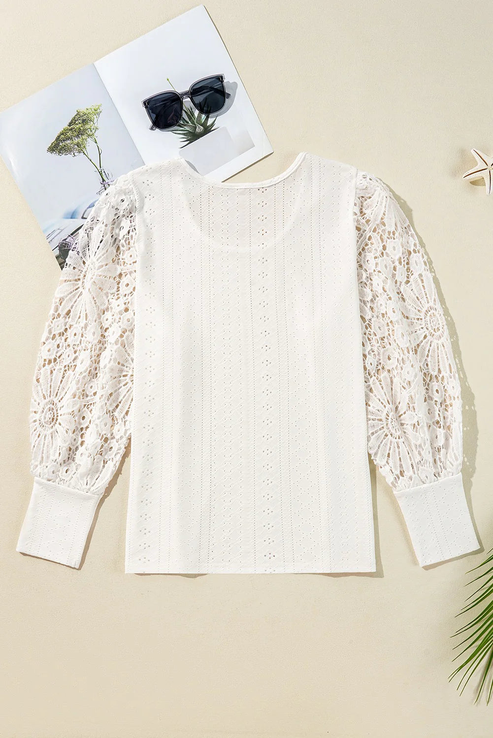 PRE-ORDER White Floral Lace Plus Top