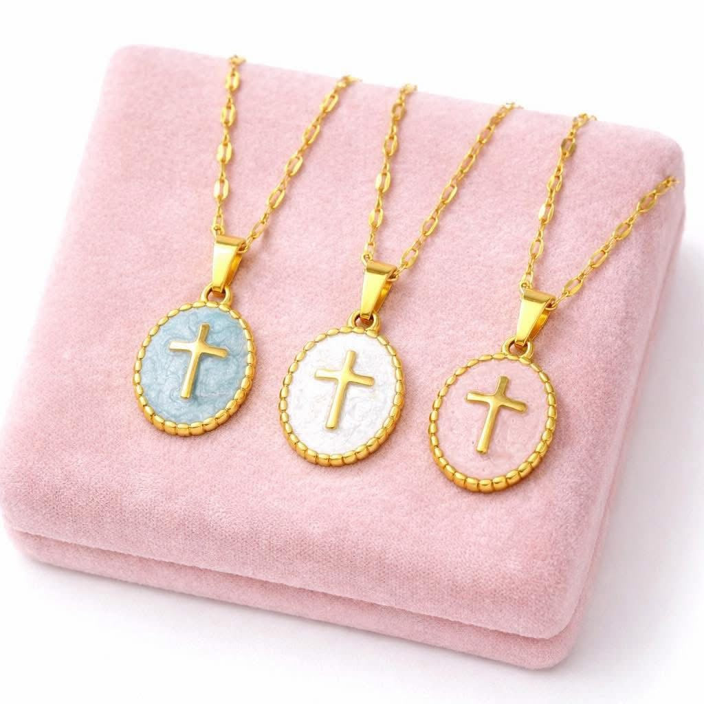 Grace Oval Cross Pendant Necklace