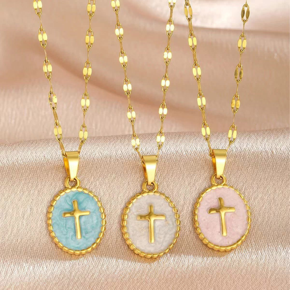 Grace Oval Cross Pendant Necklace
