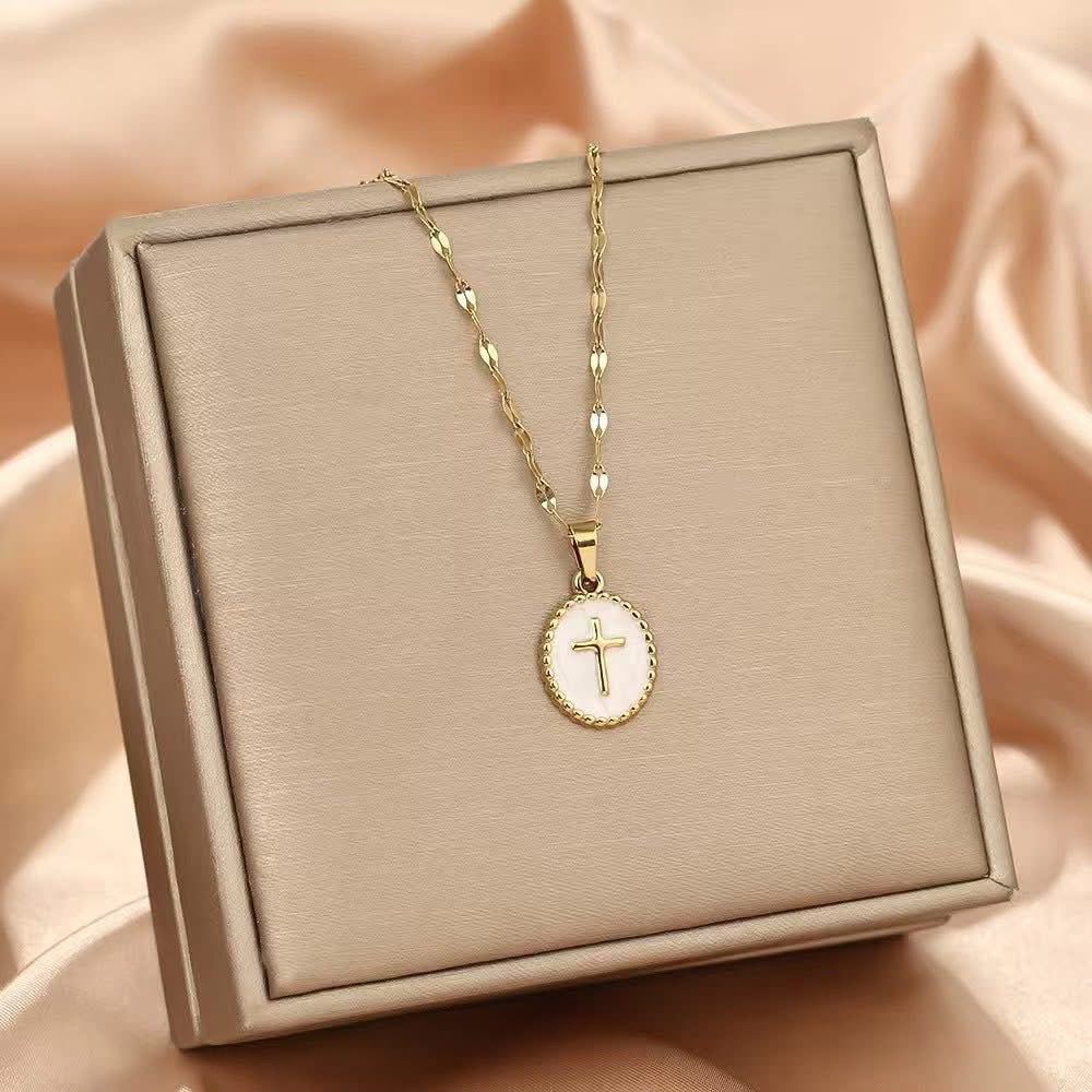 Grace Oval Cross Pendant Necklace