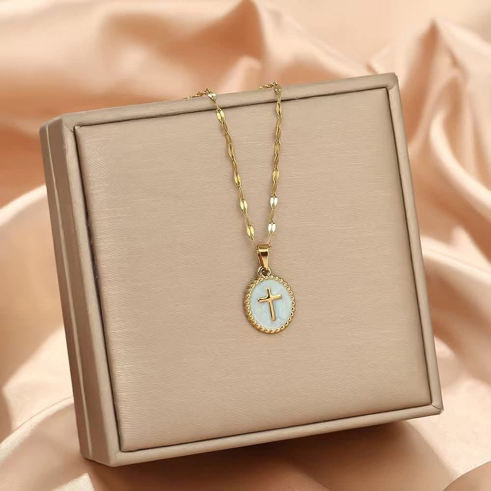Grace Oval Cross Pendant Necklace