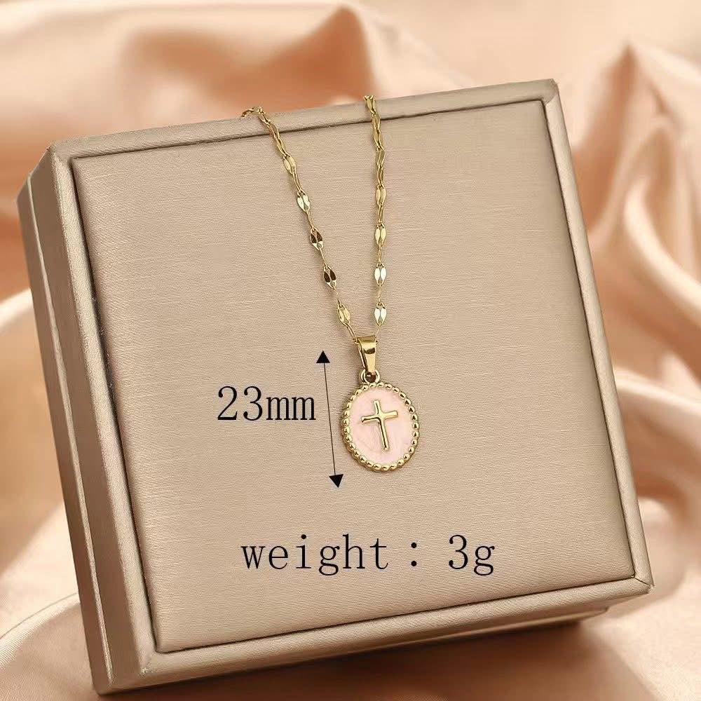 Grace Oval Cross Pendant Necklace