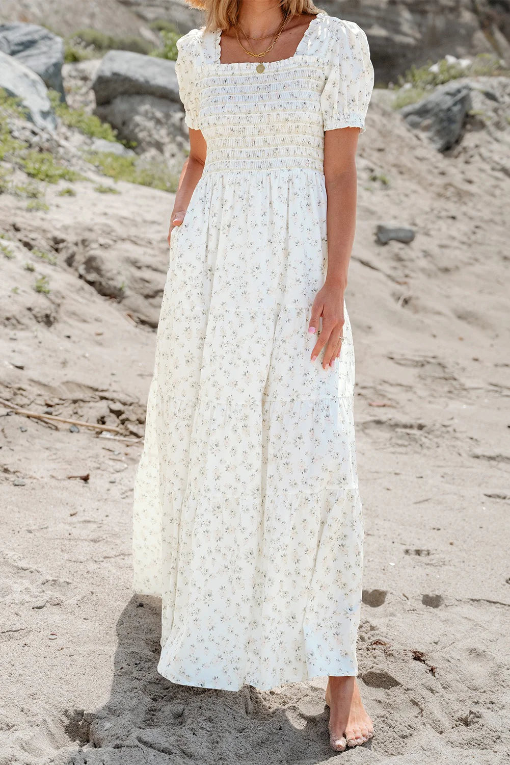 PRE-ORDER White Floral Maxi Dress