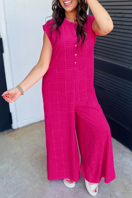 PRE-ORDER Pink Textured Jumpsuit