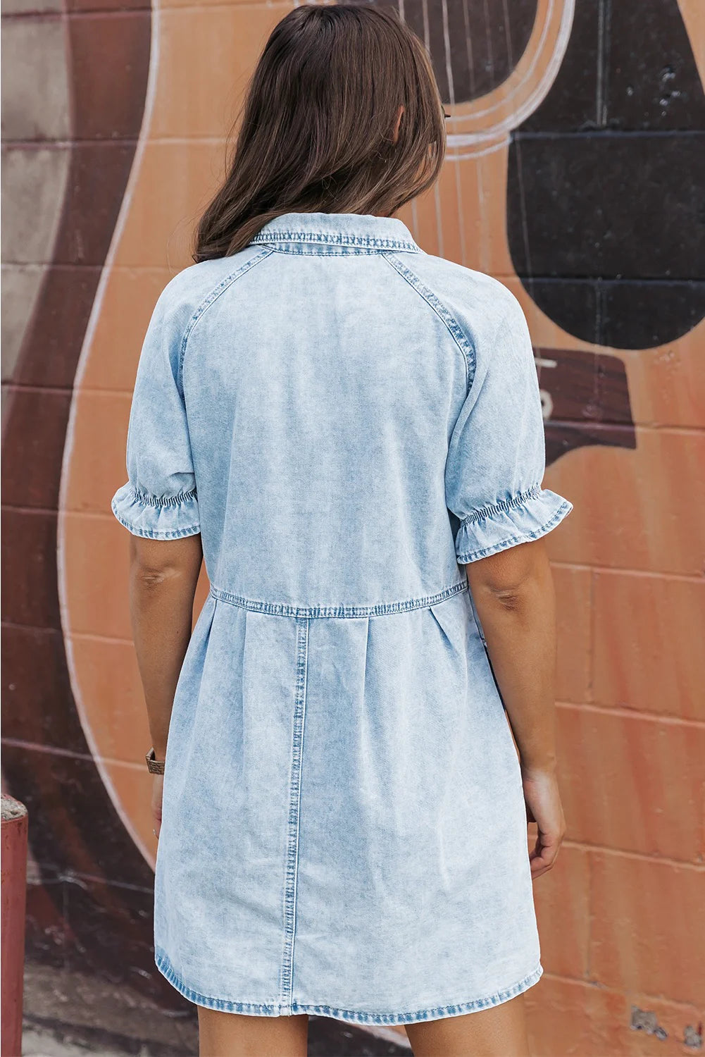 PRE-ORDER Ruffle Button Up Denim Dress