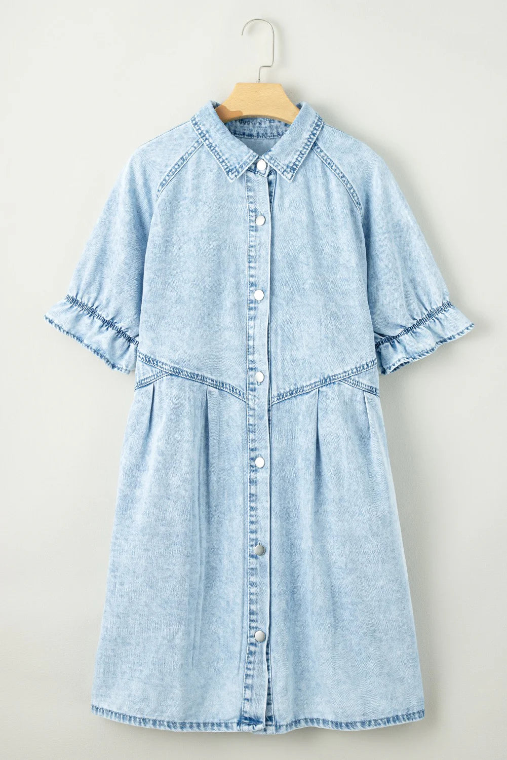 PRE-ORDER Ruffle Button Up Denim Dress