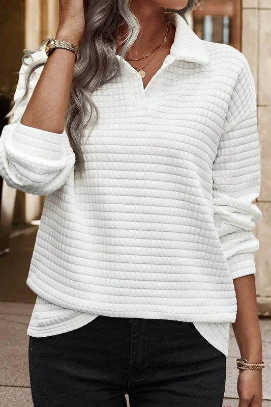 White Quilted Pullover