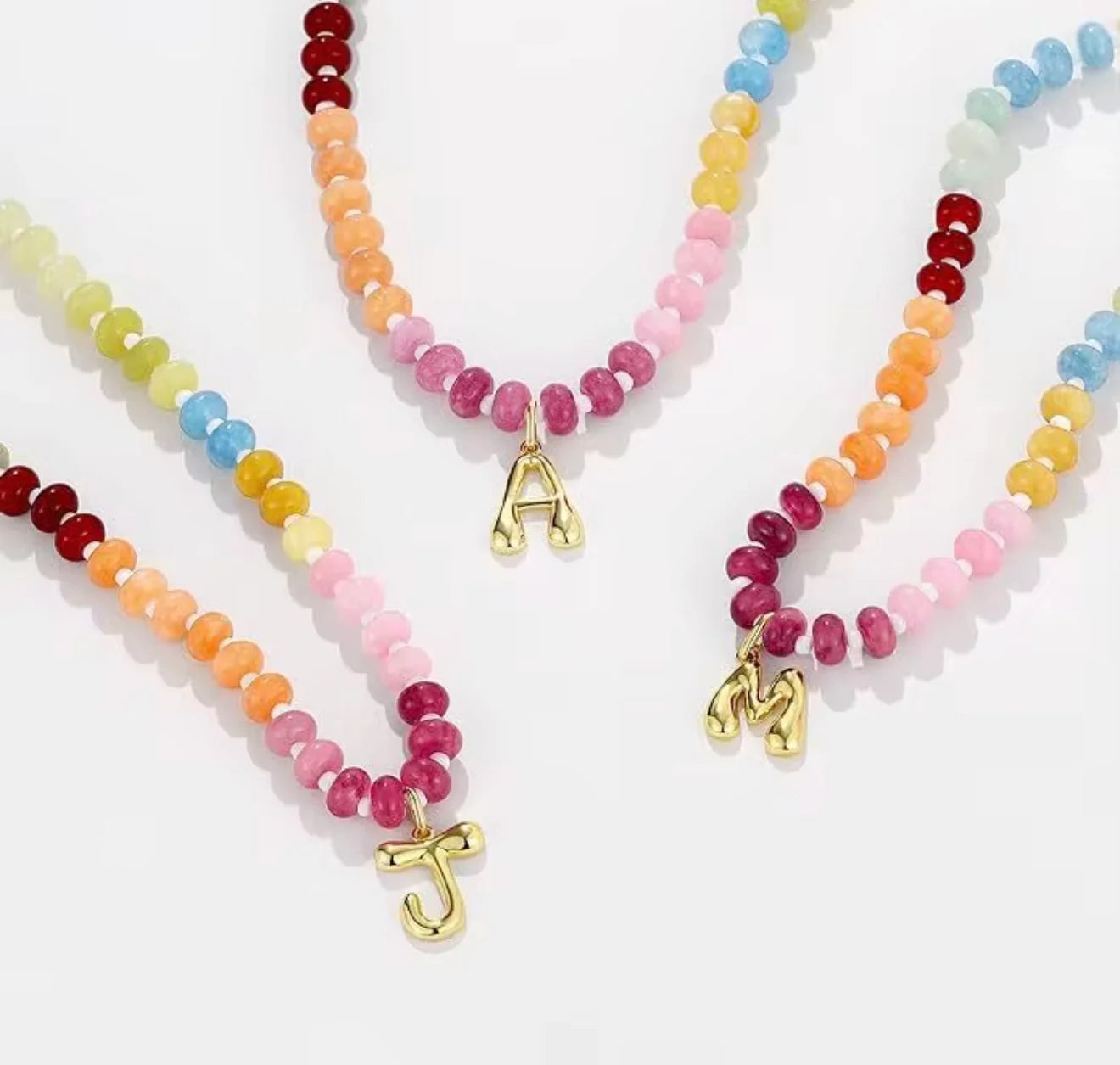 PRE-ORDER Multicolor Chain Beaded Initial Necklace