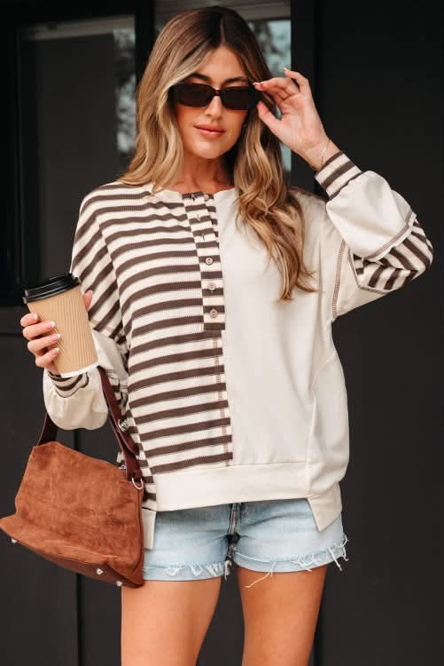 Stripe Patchwork Pullover Top