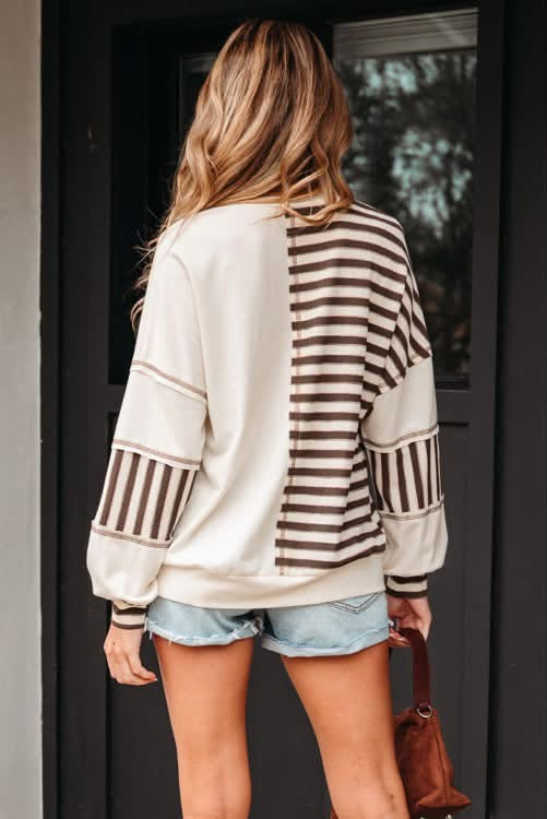 Stripe Patchwork Pullover Top