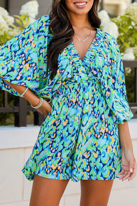 Teal Abstract Romper