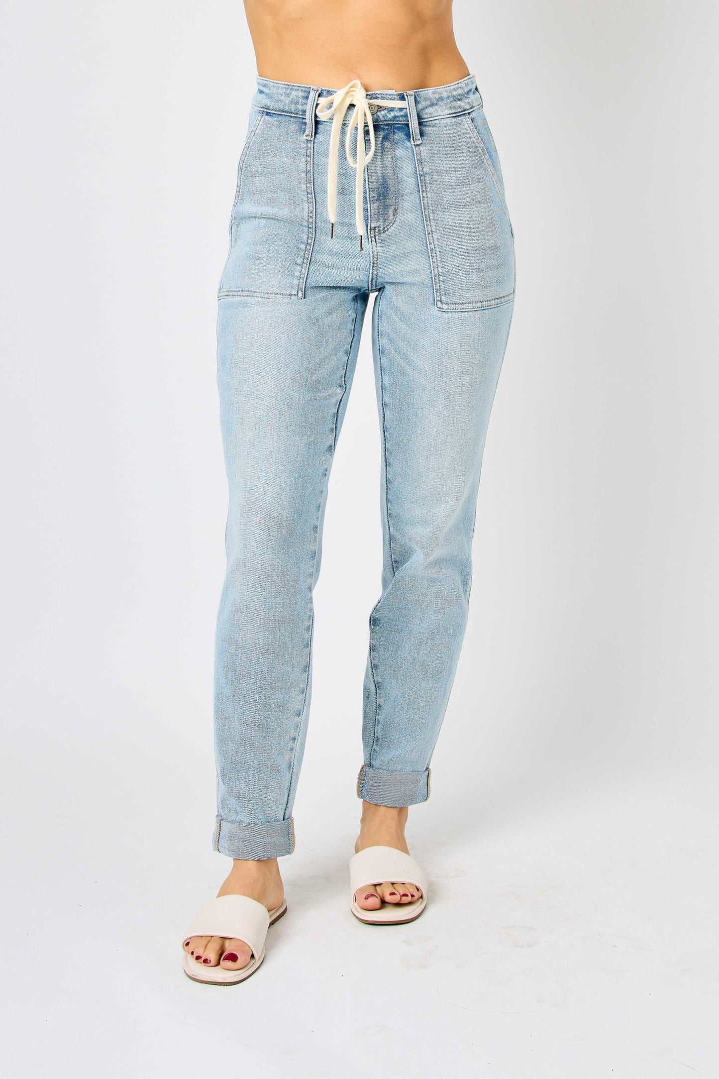 Judy Blue High Waist Vintage Double Cuff Denim Joggers