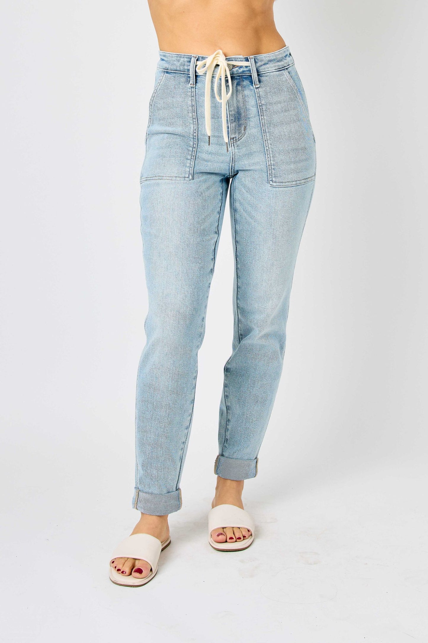 Judy Blue High Waist Vintage Double Cuff Denim Joggers