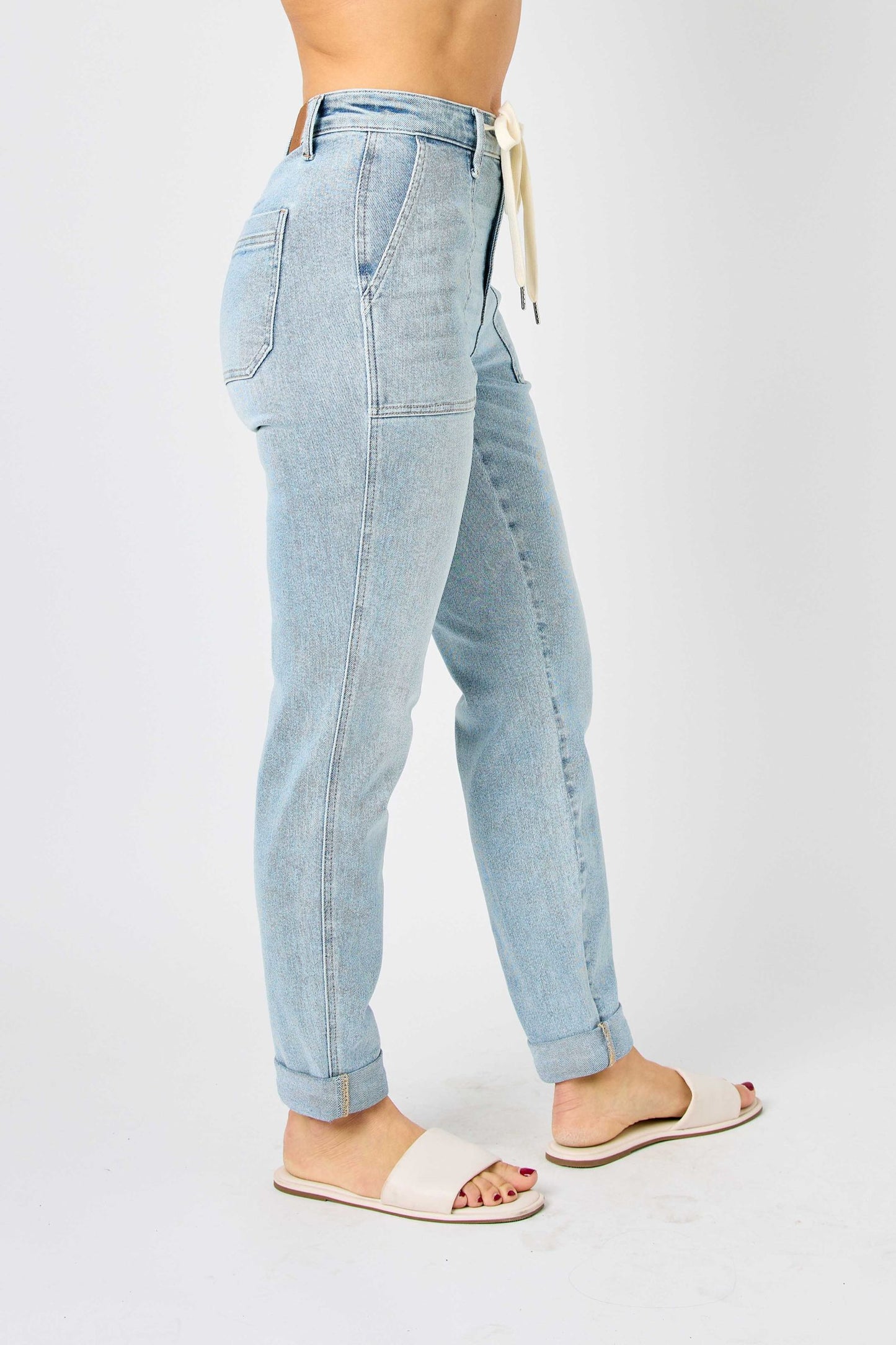 Judy Blue High Waist Vintage Double Cuff Denim Joggers