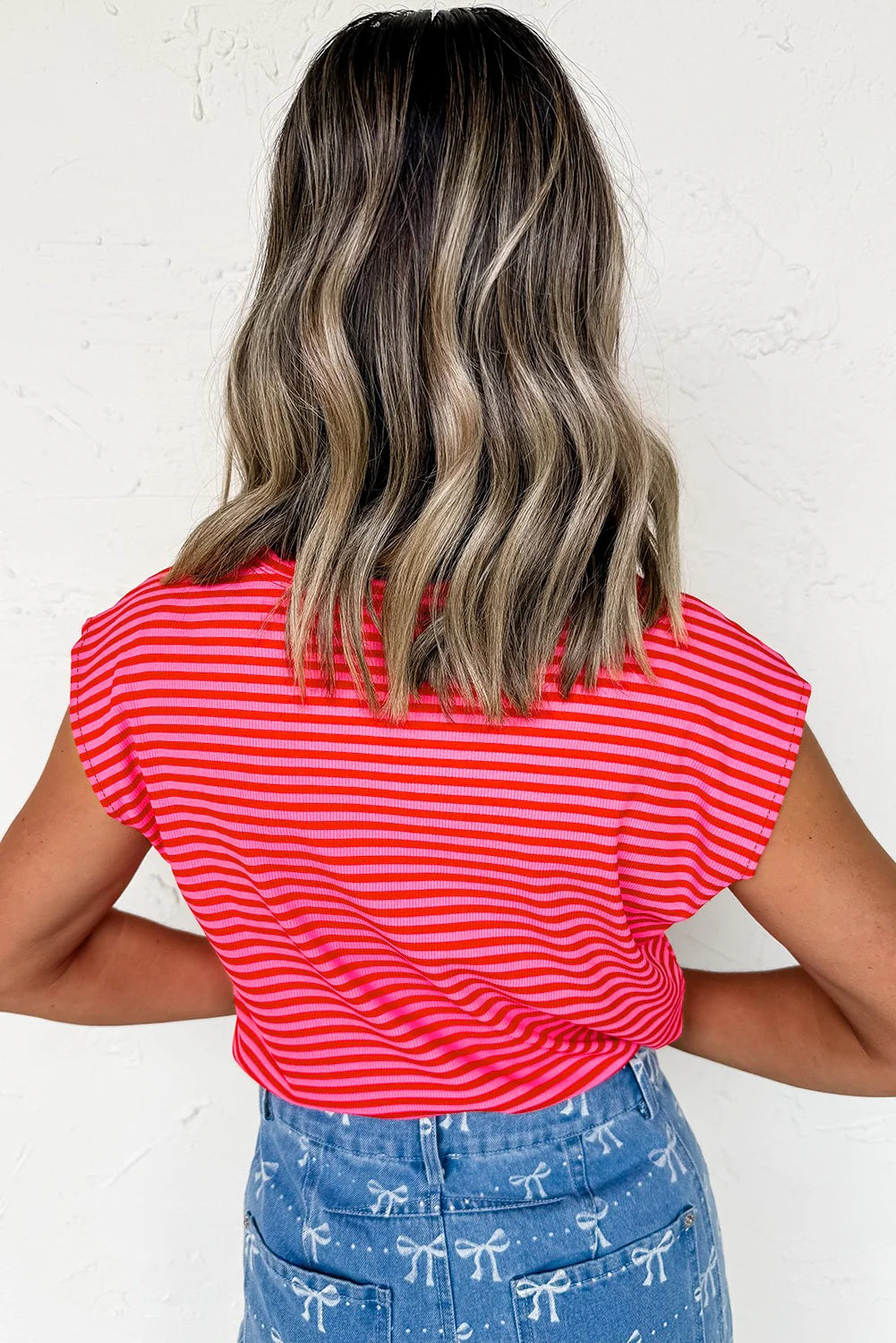 Stripe Cap Sleeve Top