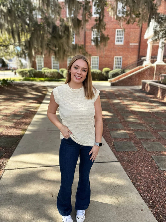 Beige Texture Batwing Top