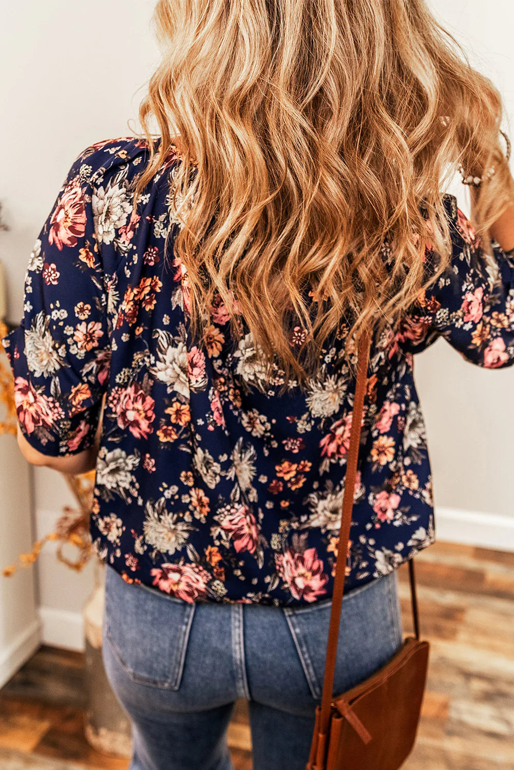 Blue Floral Casual Blouse
