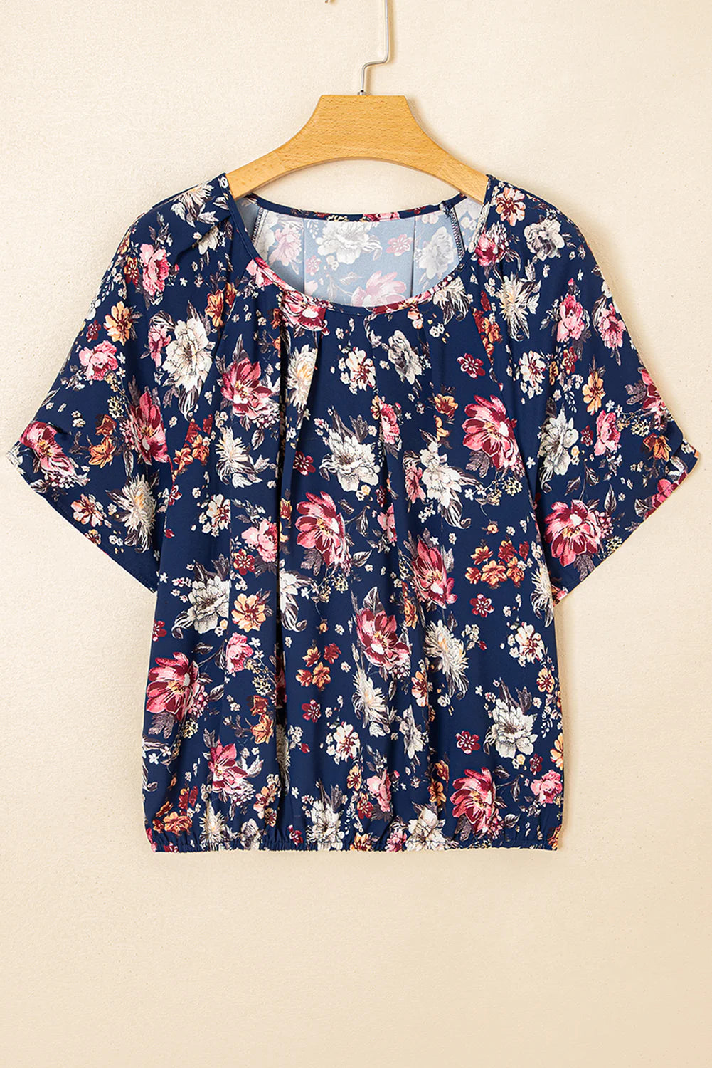 Blue Floral Casual Blouse