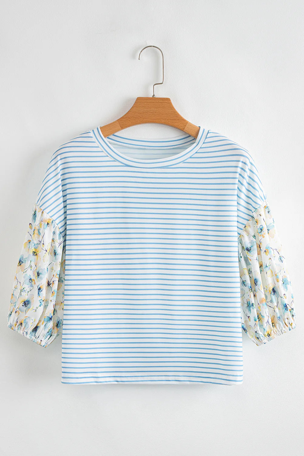 Blue Stripe Floral Sleeve Top