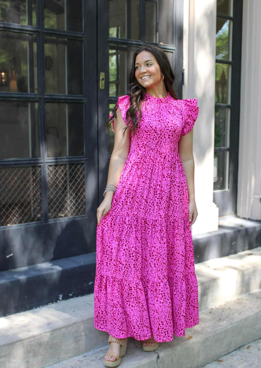 Pink Ruffled Sleeve Dress