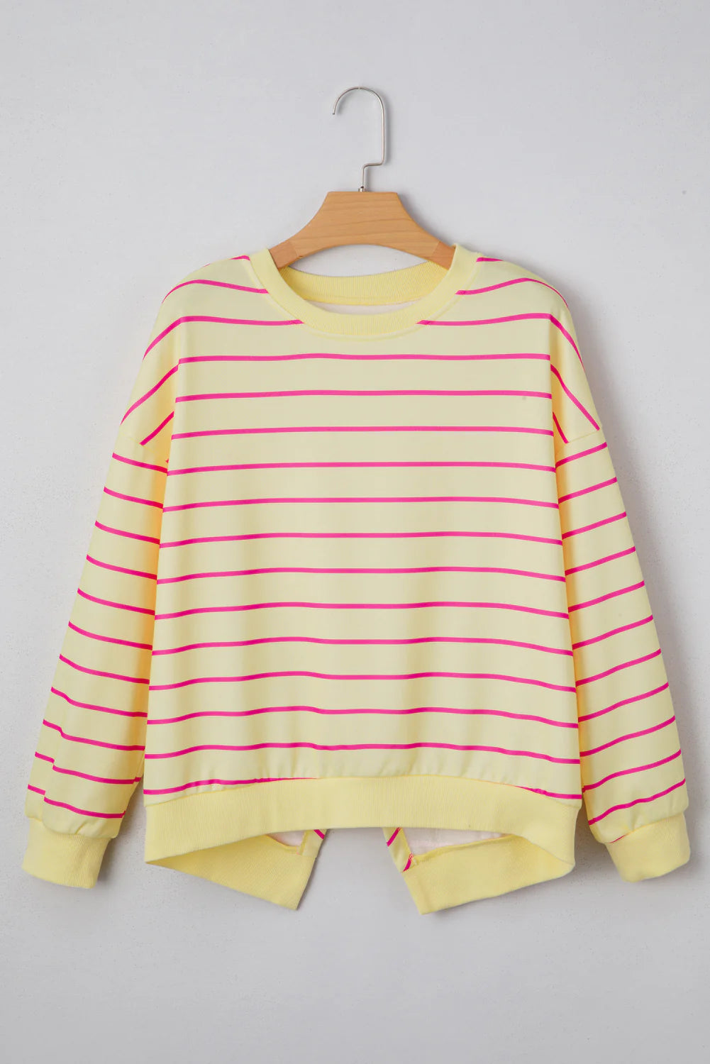 Yellow Stripe Overlap Pullover