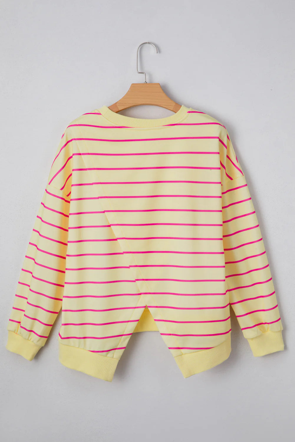 Yellow Stripe Overlap Pullover