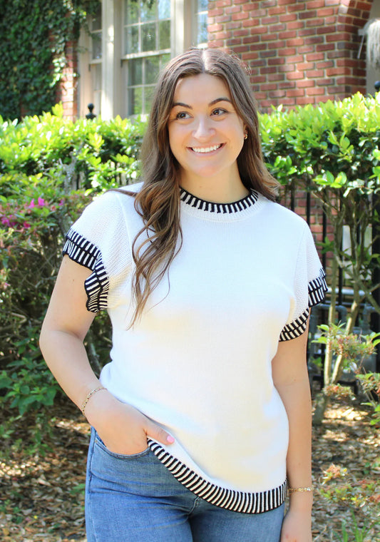 White Knit Sweater Top