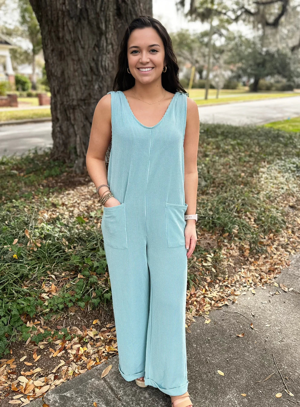 Blue Corded Jumpsuit