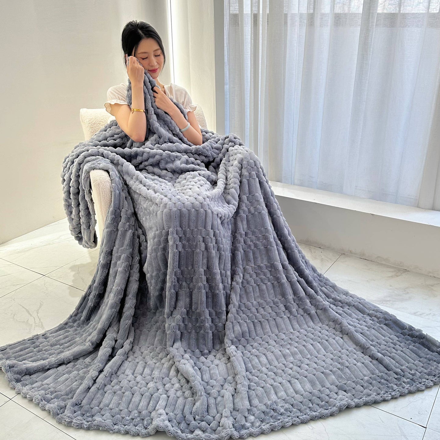 Turtle Fleece Throw – Bubble-Texture Ultra Plush Blanket for Cozy Comfort: 50x60" (130x150cm)
