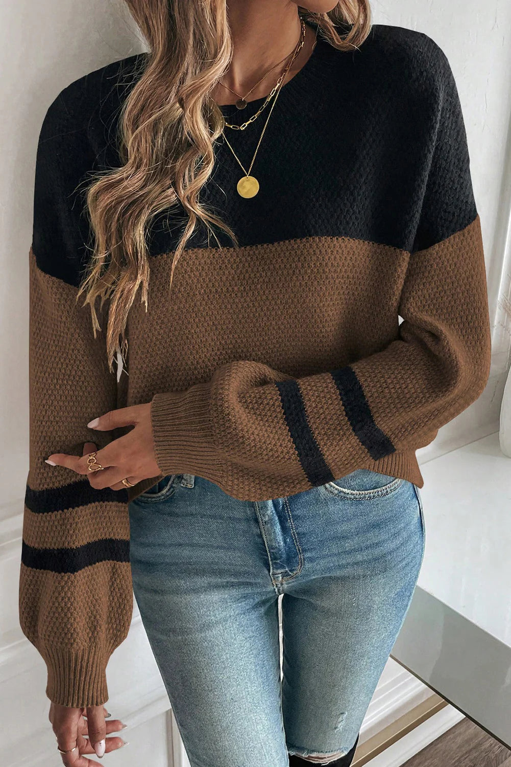 PRE-ORDER Colorblock knit Striped Sweater