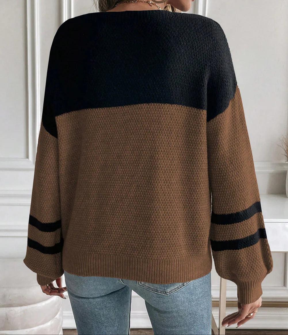 PRE-ORDER Colorblock knit Striped Sweater