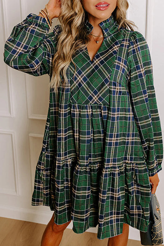 PRE-ORDER Green Plaid Frilly Dress