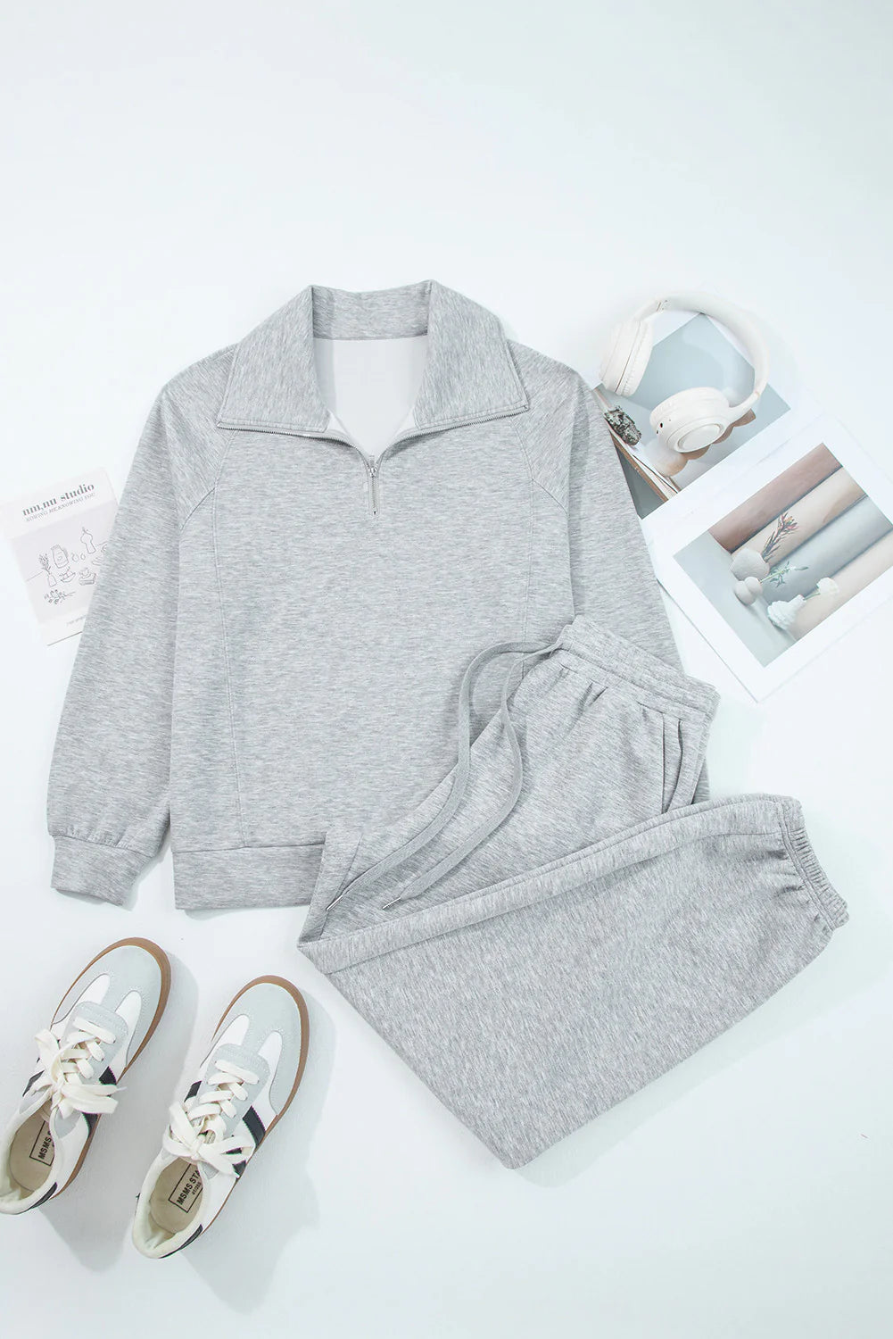 PRE-ORDER Zip Collar Drawstring Pants Set