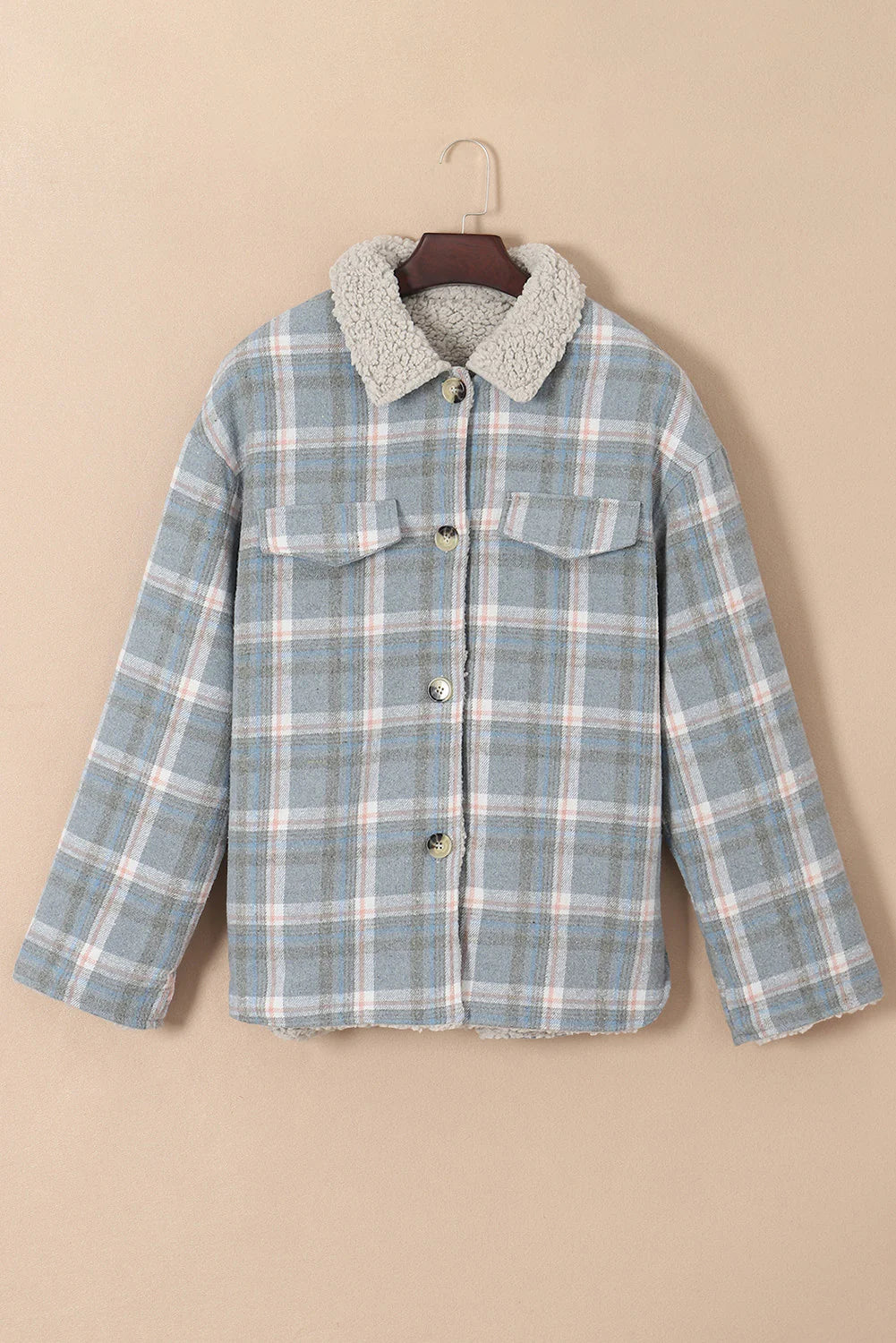 PRE-ORDER Blue Plaid Sherpa Jacket