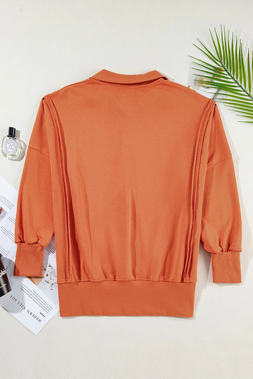 PRE-ORDER Orange Buttoned Baggy Slit Sweatshirt