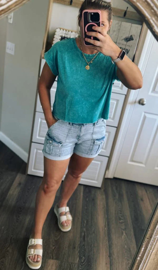 Washed Cotton Mid Crop Tee