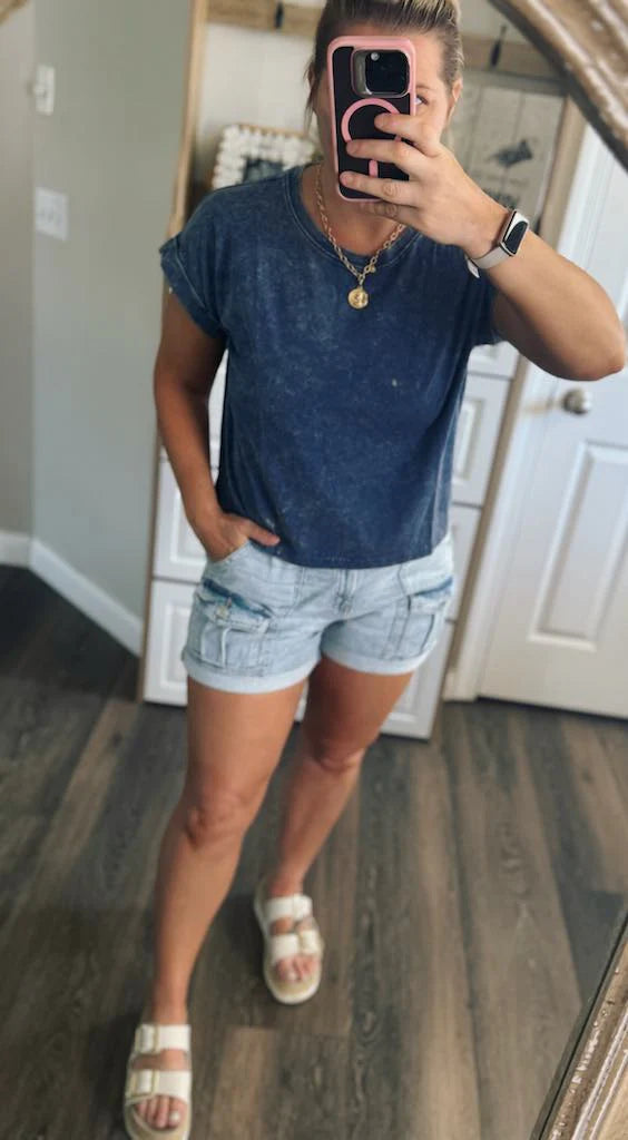 Washed Cotton Mid Crop Tee