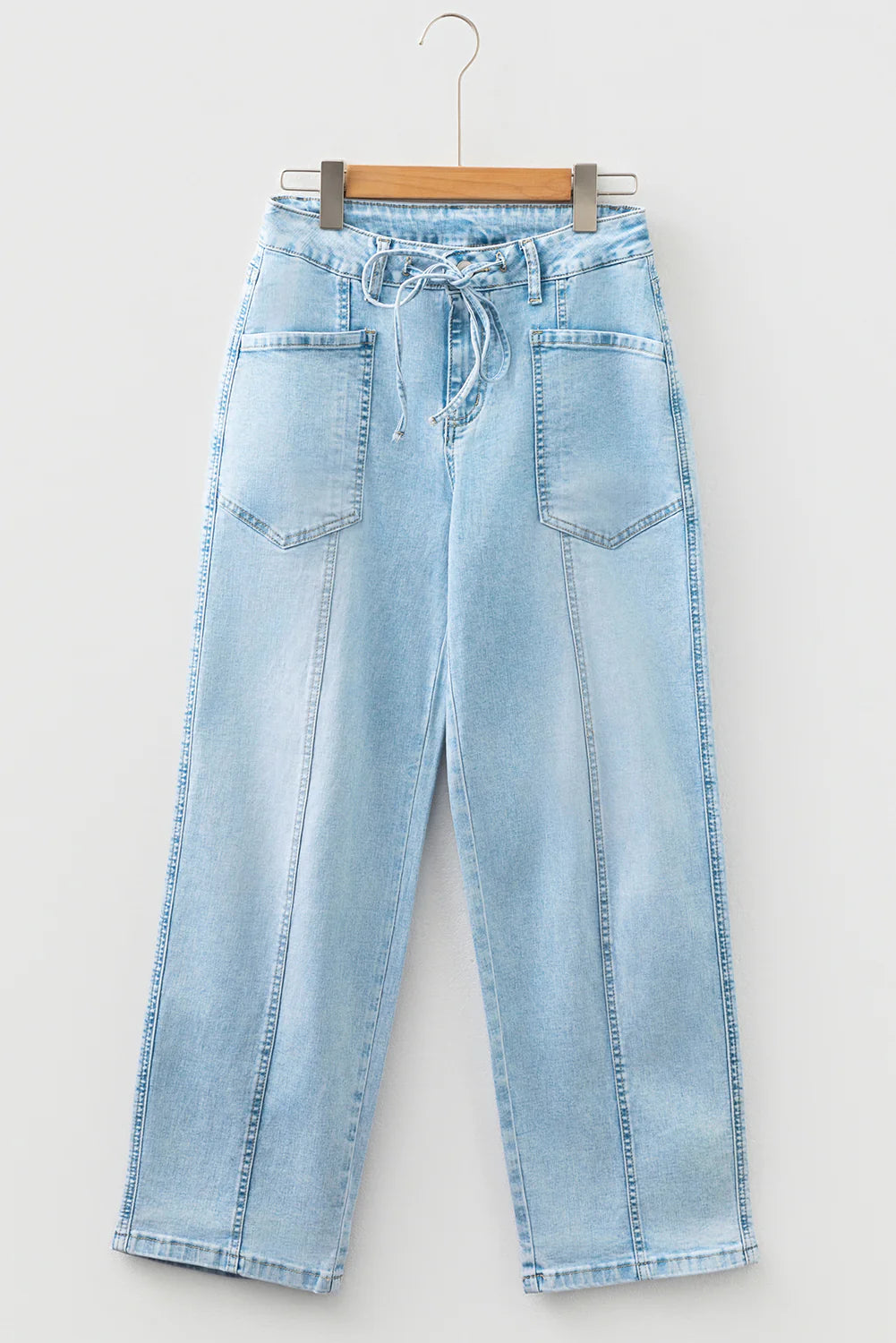 Exposed Stitch Barrel Jeans