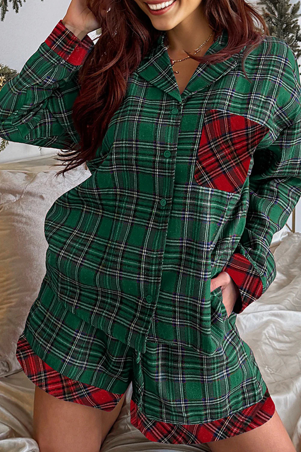 PRE-ORDER Green Plaid Pj Set